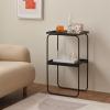 JJTOOLS Side Tables Bedroom Rectangular Metal Side Table Office Living Room Sofa Small Coffee Table Bedroom Bedside Cabinet Storage Coffee Table Coffee Tables for Living Room (Color : Black) view 2