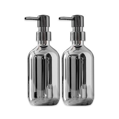 GLigeT Hand Soap Dispenser 500ml PET Silver Plating Soap Bottle Refillable Shampoo Shower Gel Soap Dispenser Bottle for Bathroom and Kitchen 2Pcs Soap Dispensor