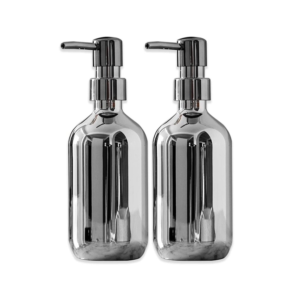GLigeT Hand Soap Dispenser 500ml PET Silver Plating Soap Bottle Refillable Shampoo Shower Gel Soap Dispenser Bottle for Bathroom and Kitchen 2Pcs Soap Dispensor