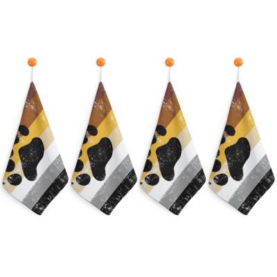 Bear Gay Pride Flag Hand Towels Soft Kitchen Towels Decorative Towels Small Towel Handkerchiefs with Hanging Loop 4PCS