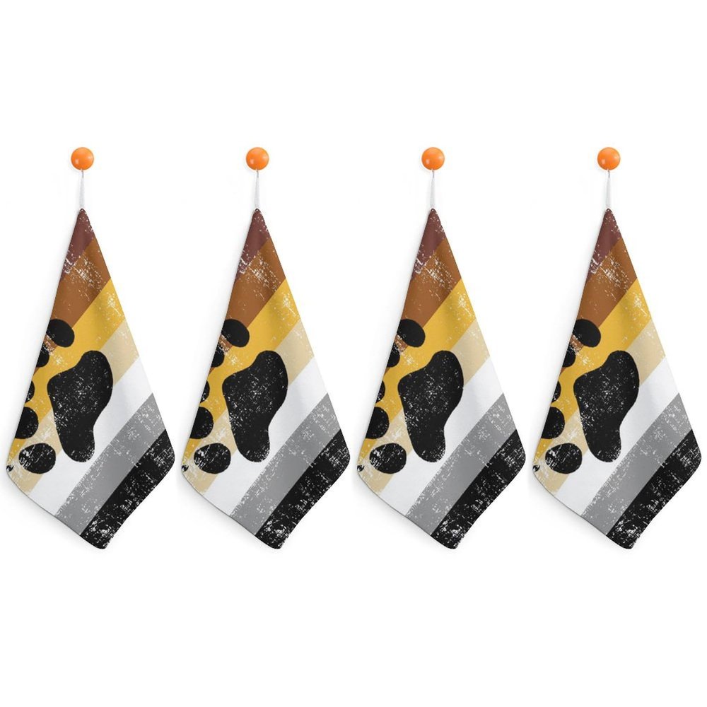 Bear Gay Pride Flag Hand Towels Soft Kitchen Towels Decorative Towels Small Towel Handkerchiefs with Hanging Loop 4PCS