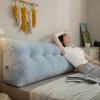 LQdpdd Large Triangular Headboard Wedge Bed Rest Reading Pillow for Sitting in Bed-Backrest Positioning Support Long Bolster Pillow for Daybed with Soft Velvet Covers,Blue,Full:120 * 20 * 50 view 2