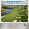 CORFOTO 140x117 Inch Fabric Golf Course Tapestry Green Grass Lawn Field River Wall Hanging Golf Sport Tapestry for Bedroom Aesthetic Living Room College Dorm Decor Wallpaper view 2