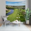 CORFOTO 140x117 Inch Fabric Golf Course Tapestry Green Grass Lawn Field River Wall Hanging Golf Sport Tapestry for Bedroom Aesthetic Living Room College Dorm Decor Wallpaper view 3