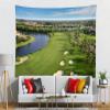 CORFOTO 140x117 Inch Fabric Golf Course Tapestry Green Grass Lawn Field River Wall Hanging Golf Sport Tapestry for Bedroom Aesthetic Living Room College Dorm Decor Wallpaper view 4