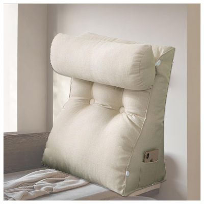 AKYLDI Sit up Pillow for Bed, Reading Pillow for Bed Adult Removable Neck Pillow/Washable Cover, Tv Pillows for Sitting in Bed for Reading Gaming,Beige