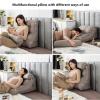 AKYLDI Sit up Pillow for Bed, Reading Pillow for Bed Adult Removable Neck Pillow/Washable Cover, Tv Pillows for Sitting in Bed for Reading Gaming,Beige view 4