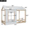 KOYVRY Twin House Bed, Twin Floor Bed with Roof and Window Design, Toddler House Bed with Wooden Frame, House Bed for Kids, Teenager, Box Spring Not Required (White+Natural) view 2