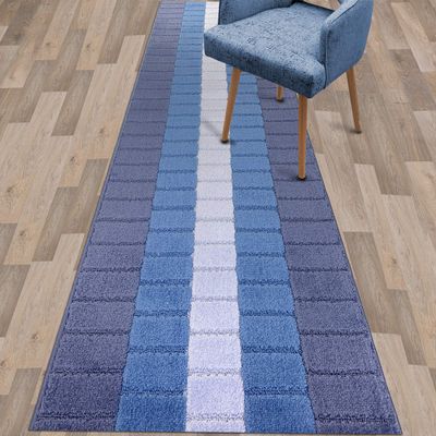 Custom Length Special Size Non-Slip Carpet Runner Rug for Long Narrow Hallways, Prevent Slippery Cold Floors, Blue Multi, 25 '' X 19 '