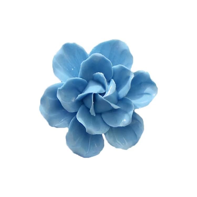 AMERRY Ceramic Flower Wall Art, Artificial 3D Flower Wall Art, Handmade 3D Wall Art Hanging Sculpture, Porcelain Flower Wall Decoration for Home Office Decor (Blue,Camellia,3.54")