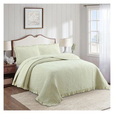 ADovz 3PCS Bedspread Lace Decor Cotton Quilt Set on The Bed Reversible Queen Size Simple Embroidered Quilted Coverlet,Bed Sheets