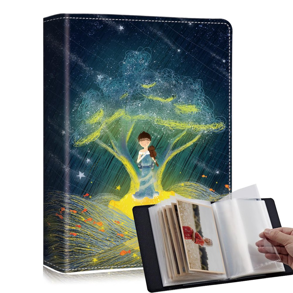 Small Photo Album 4x6 60 Pockets 240 Photos with Strong Elastic Band HD Cover for Baby Photo Albums 4x6 Pictures Wedding Photo Album 4x6 Family Photo Album 4x6 (Glowing Tree Red Koi Star, 4  6)