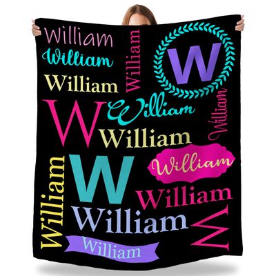 Artsadd Personalized Baby Blanket with Name for Kids Boys Girls, Custom Baby Throw Blanket with Name for Infant Newborn Toddler Super Soft Fleece Blanket Birthday Gift