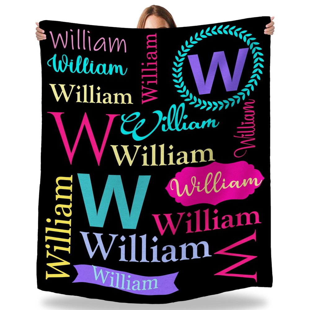 Artsadd Personalized Baby Blanket with Name for Kids Boys Girls, Custom Baby Throw Blanket with Name for Infant Newborn Toddler Super Soft Fleece Blanket Birthday Gift