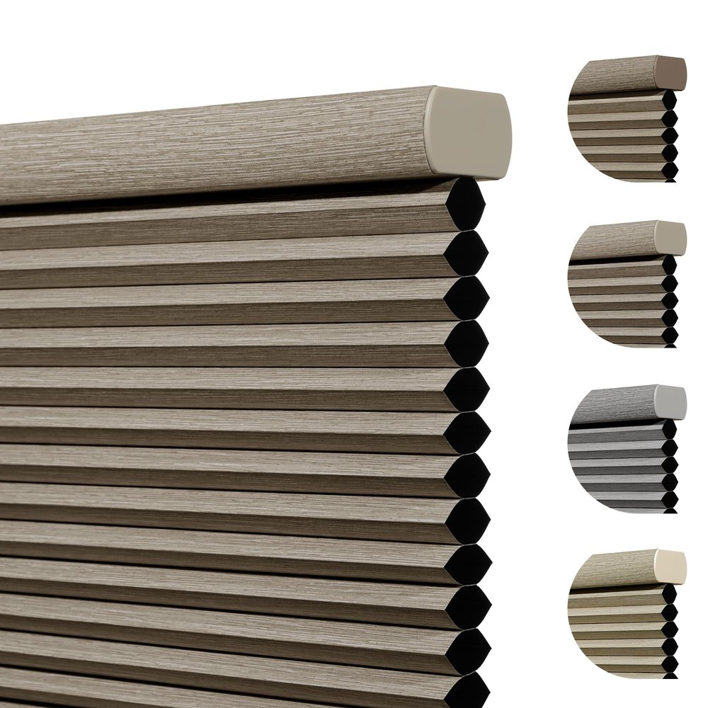 Boolegon 1.5" Jacquard Patten Cordless Cellular Shades for Windows Blackout Fabric Thermal Insulated, Noise Reduction, Room Darkening Honeycomb Blinds for Home, Light Brown, 33.5" W x 39" H