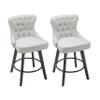 BARNUT Counter Height Bar Stools Set of 2, 360 Swivel Bar Stools with Button Tufted, 26 Inch Upholstered Barstools with Solid Wood Legs for Kitchen Island, Performance Fabric in Beige Gray view 1