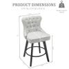 BARNUT Counter Height Bar Stools Set of 2, 360 Swivel Bar Stools with Button Tufted, 26 Inch Upholstered Barstools with Solid Wood Legs for Kitchen Island, Performance Fabric in Beige Gray view 2