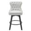 BARNUT Counter Height Bar Stools Set of 2, 360 Swivel Bar Stools with Button Tufted, 26 Inch Upholstered Barstools with Solid Wood Legs for Kitchen Island, Performance Fabric in Beige Gray view 3