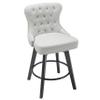 BARNUT Counter Height Bar Stools Set of 2, 360 Swivel Bar Stools with Button Tufted, 26 Inch Upholstered Barstools with Solid Wood Legs for Kitchen Island, Performance Fabric in Beige Gray view 4