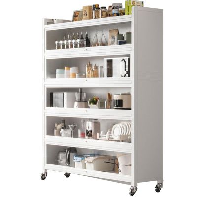 6 Tier Kitchen Storage Cabinet, with Flip Door for Kitchen Hutch, for Kitchen Hutch, Home, Office, Pantry, Garage (Color : White, Size : 100cm/39in)