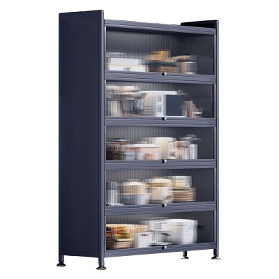 6 Tier Kitchen Storage Cabinet, Bread Rack Coffee Station Microwaves Rack Storage Rack, Microwave Stand with Lockable Casters and Foot Pads, Large Kitchen Cabinet for Dishes, Pots and Pans (Color : G