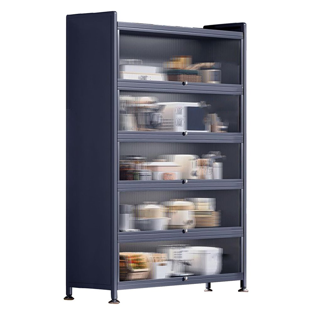 6 Tier Kitchen Storage Cabinet, Bread Rack Coffee Station Microwaves Rack Storage Rack, Microwave Stand with Lockable Casters and Foot Pads, Large Kitchen Cabinet for Dishes, Pots and Pans (Color : G