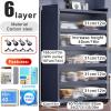6 Tier Kitchen Storage Cabinet, Bread Rack Coffee Station Microwaves Rack Storage Rack, Microwave Stand with Lockable Casters and Foot Pads, Large Kitchen Cabinet for Dishes, Pots and Pans (Color : G view 2
