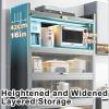 6 Tier Kitchen Storage Cabinet, Bread Rack Coffee Station Microwaves Rack Storage Rack, Microwave Stand with Lockable Casters and Foot Pads, Large Kitchen Cabinet for Dishes, Pots and Pans (Color : G view 3