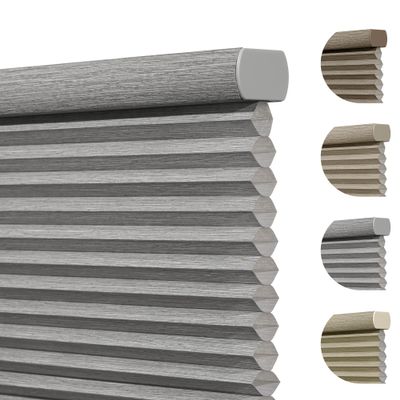 Boolegon 1.5" Jacquard Patten Cordless Cellular Shades for Windows Light-Fitering Fabric Thermal Insulated, Noise Reduction, Room Darkening Honeycomb Blinds for Home, Gray, 75" W x 48" H