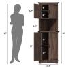 Hlivelood 68" Tall Farmhouse Corner Cabinet, 5-Tier Storage Cabinet with 4 Barn Doors & Adjustable Shelves, Bathroom Cabinets with Storage for Living Room, Kitchen, Bathroom, Brown view 2