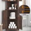 Hlivelood 68" Tall Farmhouse Corner Cabinet, 5-Tier Storage Cabinet with 4 Barn Doors & Adjustable Shelves, Bathroom Cabinets with Storage for Living Room, Kitchen, Bathroom, Brown view 3