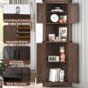 Hlivelood 68" Tall Farmhouse Corner Cabinet, 5-Tier Storage Cabinet with 4 Barn Doors & Adjustable Shelves, Bathroom Cabinets with Storage for Living Room, Kitchen, Bathroom, Brown view 4