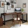 CraftThink Modern L-Shape Office Desk, Solid Wood Writing Desk Computer Desk Study Table Work Desk for Home Bedroom Office Study, 55" L x 39.5" W x 29.5" H-Right Hand Return (Without Chairs) view 3