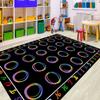 HUAHOO Small Classroom Rug Black Elementary Preschool Teacher Learning Carpet Seating Rug for Kids Room with Non-Slip Backing, 5' x 7'6", Rainbow Lines view 1