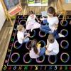 HUAHOO Small Classroom Rug Black Elementary Preschool Teacher Learning Carpet Seating Rug for Kids Room with Non-Slip Backing, 5' x 7'6", Rainbow Lines view 3
