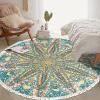 Lacomfy Round Rug Carpet 5Ft Boho Floral Rug for Bedroom Farmhouse Living Room Kids Room, Large Circle Nonskid Decorative Rug with Tassels, Washable Entrance Doormat Hallway Mat, Green view 4