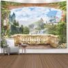 EMMTEEY Flower Wall Tapestry Pretty Tapestry View from Balcony of Waterfalls with Castles Tapestries for Bedroom 92.5X70.9 Inches Present for Families view 1