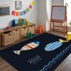 Cartoon Swimming Fish Bedroom Rug, Modern European Style Black Simple Living Room Carpet, Farmhouse Rug Durable Enough Bright Color Apply to Family and Pet Bath Mat Living Room,46ft/120 * 180cm view 3