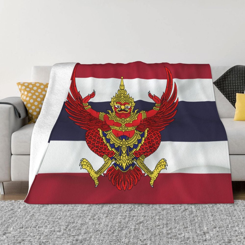 Rqwaaed Coat of arms of Thailand Cozy Up with Our Ultra-Soft Fleece Blanket - Perfect for Home and Travel 60"x50"