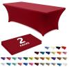 ABCCANOPY 2 Pack 4 FT Red Spandex Table Cover Stretch Fitted Wrinkle Resistant Tablecloth Reuse for Rectangular Folding Table Patry Event Wedding Banquet Protector view 1
