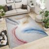 3D Watercolor Feather Area Rugs, Red Blue Yellow Black Retro Hand-Painted Rugs for Living Room, Bedroom Rug Pattern Clear Comfortable Feet Apply to Kitchen Dining Room Family and Pet,69ft/180*270cm view 2