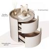 Modern minimalist bedroom solid wood white bedside table, round bedside table with storage drawers, bedroom side table, chest of drawers, wooden bedside table, mini bedside table, storage cabinet ( Co view 4