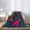 Flannel Throw Blanket, Super Soft Blankets 80"x60", Warm Plush Blankets and Throws, Lightweight Cozy Fuzzy Blanket for Couch Sofa Bed, Colorful Tropical Leaves Pattern Throw Blanket All-Season view 2