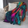 Flannel Throw Blanket, Super Soft Blankets 80"x60", Warm Plush Blankets and Throws, Lightweight Cozy Fuzzy Blanket for Couch Sofa Bed, Colorful Tropical Leaves Pattern Throw Blanket All-Season view 3