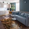 Abstract Marble Texture Area Rugs, Red and Yellow Gradient Magma Volcano Living Room Carpet, Anti-Slip Carpet Water Proof Bright Color Apply to Room Children's Room Cafe Office,69ft/180 * 270cm view 3