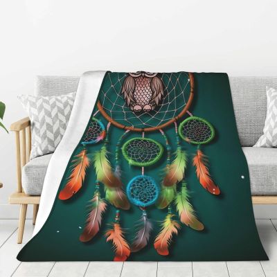 Flannel Throw Blanket, Super Soft Blankets 80"x60", Warm Plush Blankets and Throws, Lightweight Cozy Fuzzy Blanket for Couch Sofa Bed, Colorful Owl Dream Catcher Throw Blanket All-Season