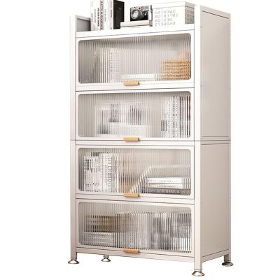 5 Tier Kitchen Storage Cabinet, Microwave Stand with Lockable Casters and Foot Pads, Large Kitchen Cabinet for Dishes, Pots and Pans (Color : White, Size : 70cm/28in)