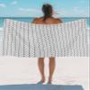 Black Geometric Chevron Beach Towel - 35x71 Inch Sand Proof Water Absorbent Travel Towel for adults, Modern Abstract Art Aesthetics Quick Dry Pool Towel Travel Camping Blanket for Yoga Bathroom view 3