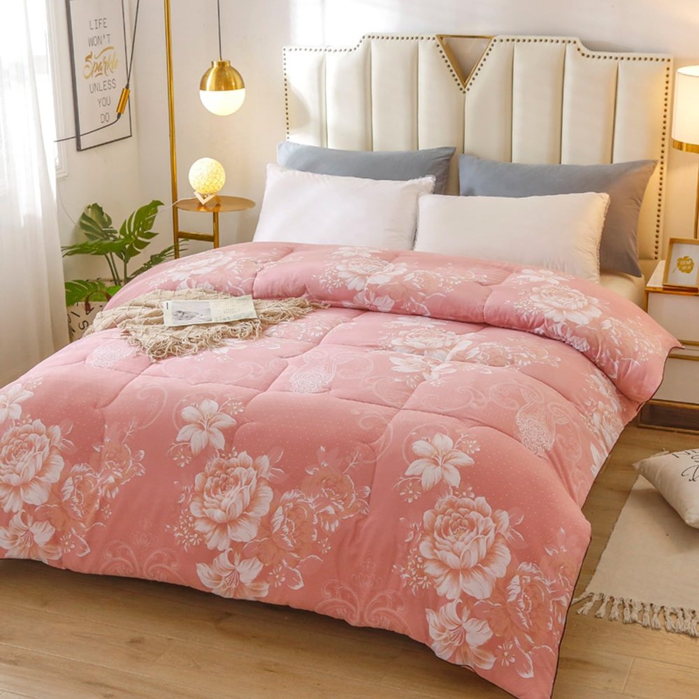 XHCTNN Spring Silk Quilt Queen Size, Skin Friendly Lightweight Comforter with Mulberry Silk Filling - Class A Healthy Fluffy Spring Autumn Quilt Core(G,200 * 230cm/1.5kg)