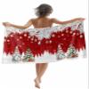 Christmas Red Beach Towel - 31x63 Inch Sand Proof Water Absorbent Travel Towel for adults, Gnomes Tree White Pine Needles Snowflakes Quick Dry Pool Towel Travel Camping Blanket for Yoga Bathroom view 1